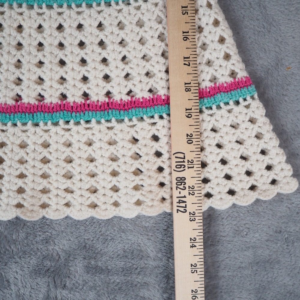 Vintage Y2K Crochet Open Knit Tank Top Women's Small Wool Blend Tired Scalloped - Picture 3 of 7